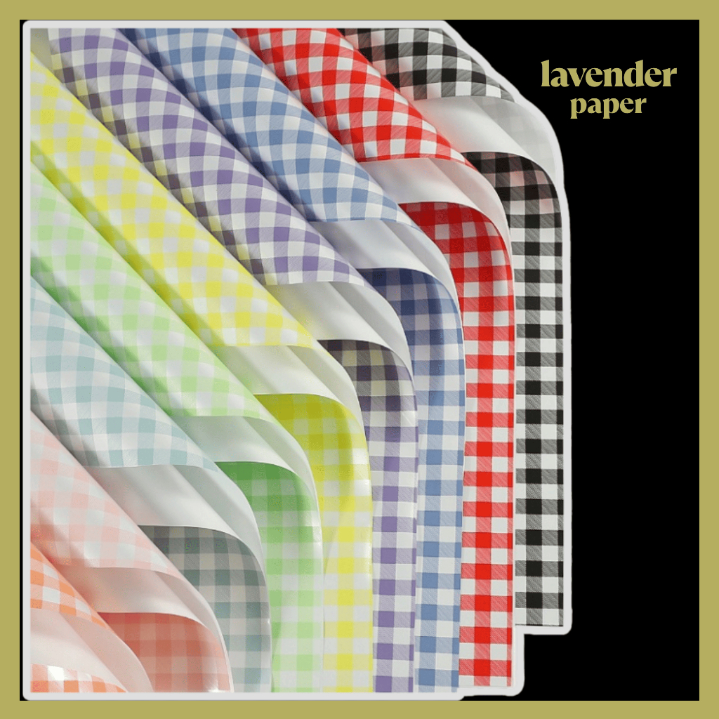 

Isi 20 LEMBAR Kertas Buket Bunga Motif Kotak Kotak Flower Wrapping Paper Square Pattern Motif Kotak KB096