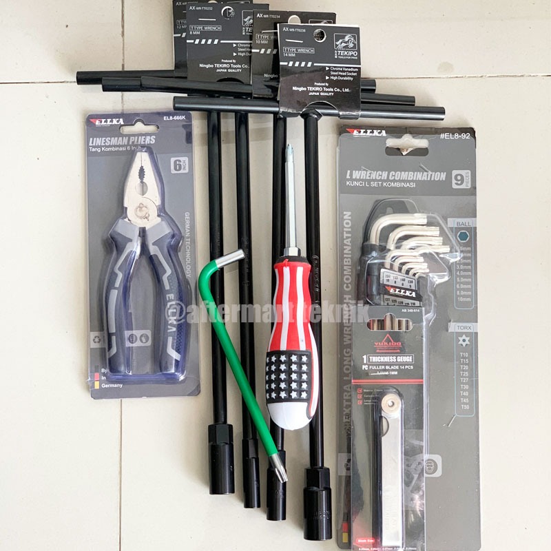 Promo Paket Lengkap / Alat Kunci Motor / Tekiro Kunci Pas Set / Kunci T+Tang+Kunci L+Obeng Tekiro