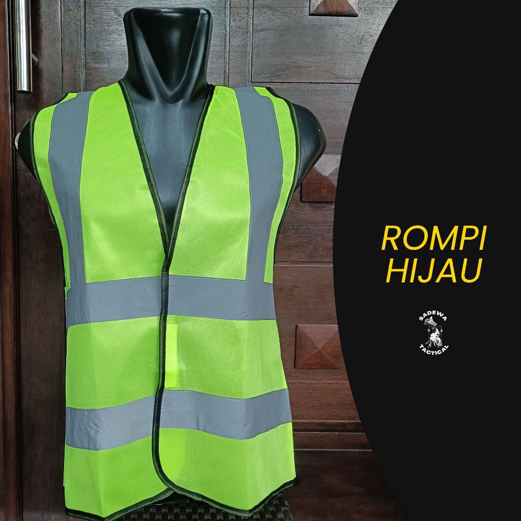 Rompi hijau / Rompi proyek / Rompi Safety / Rompi jaring hijau / Safety Vest