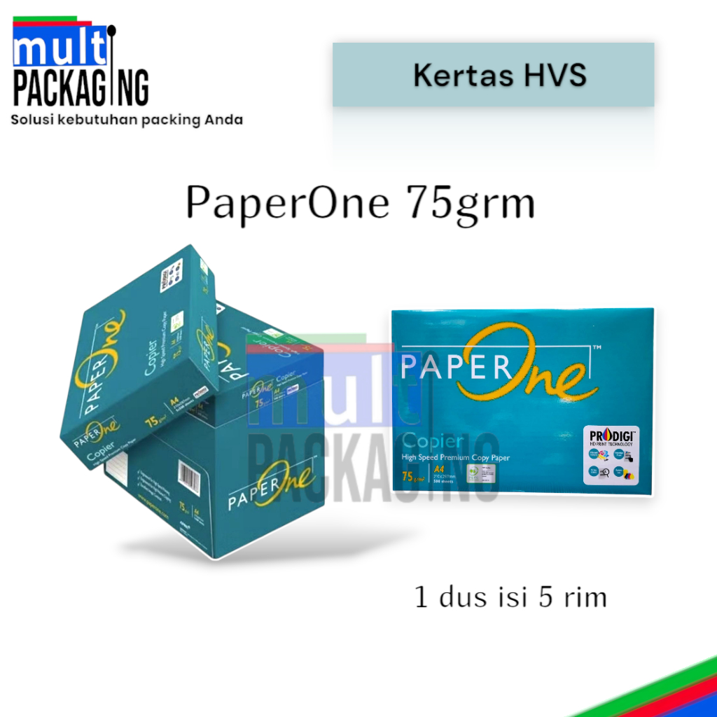 

HVS PaperOne Kertas Cetak 75grm A4 & F4 1 Dus Isi 5 Rim
