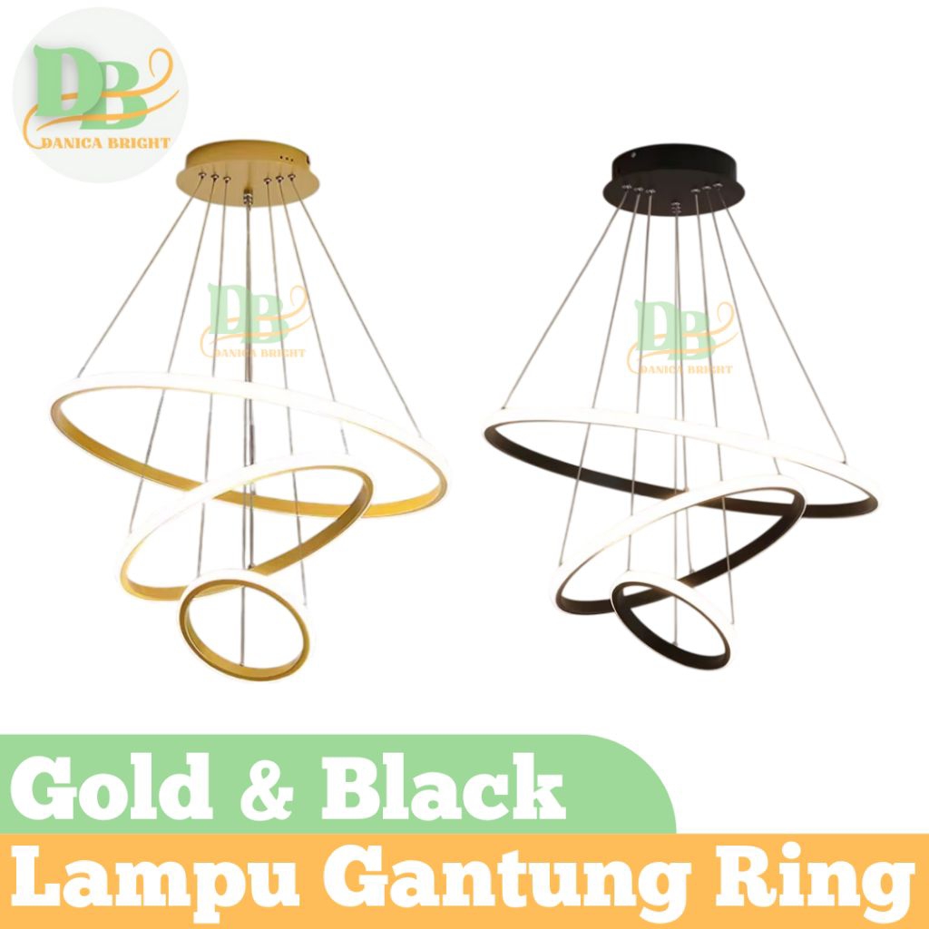 Lampu Gantung Hias 3 Ring Lampu Gantung Mewah Aesthetic 3in1 Lampu Gantung LED