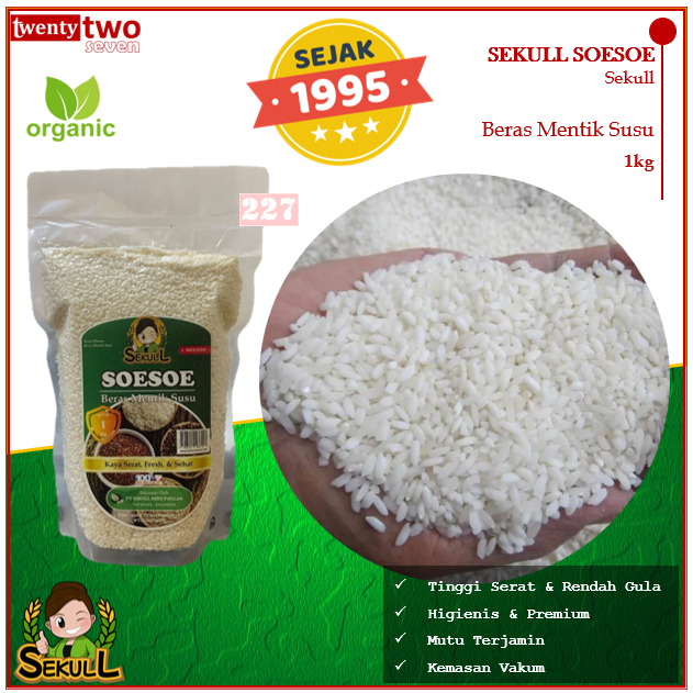 

[SPECIAL PROMO LIVE] Sekull Soesoe Beras Sehat Mentik Susu 1kg Organik Kementan Sejak 1995