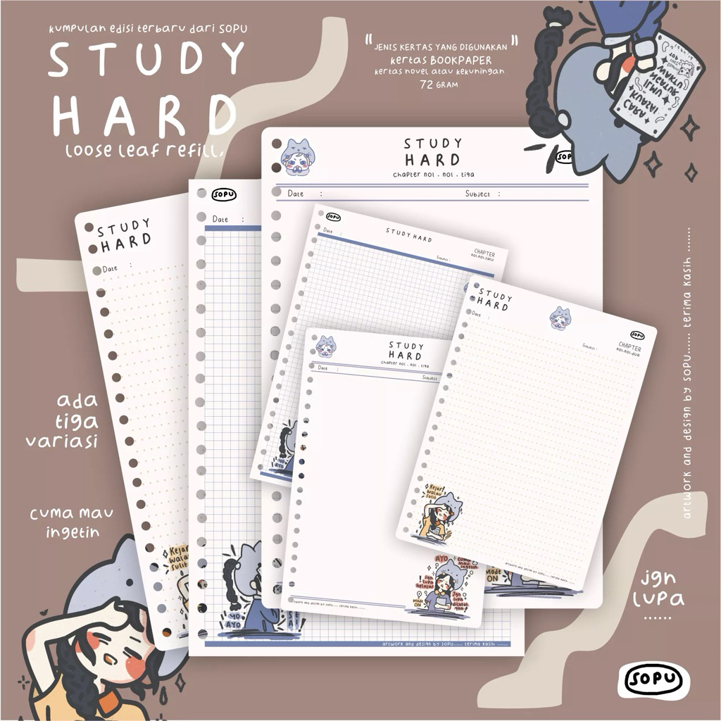 

Isi refill loose leaf binder study hard