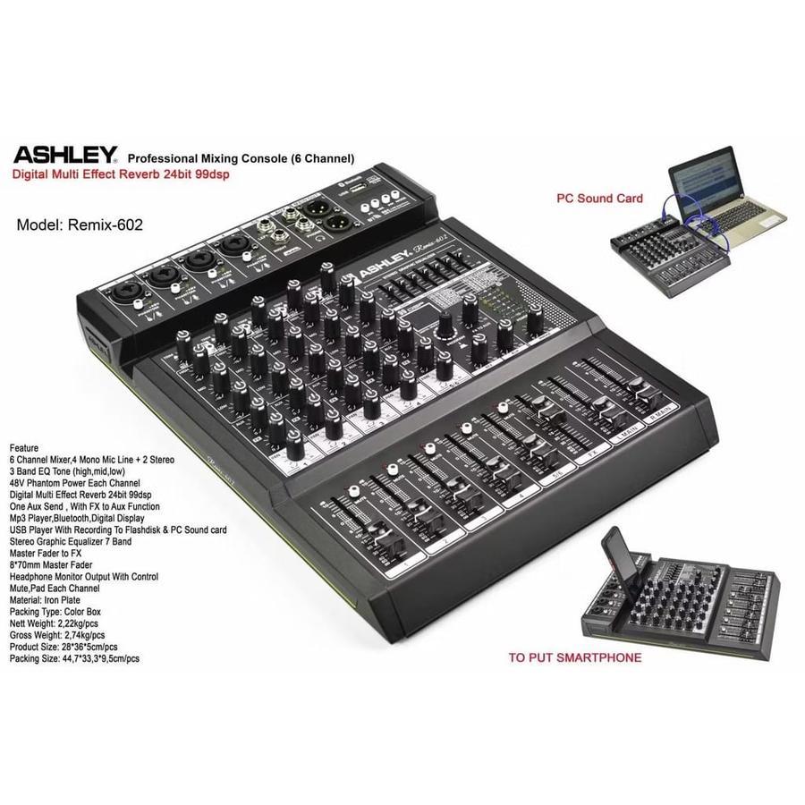 MIXER AUDIO ASHLEY REMIX 602 ORIGINAL MIXER ASHLEY REMIX602 6 CHANNEL