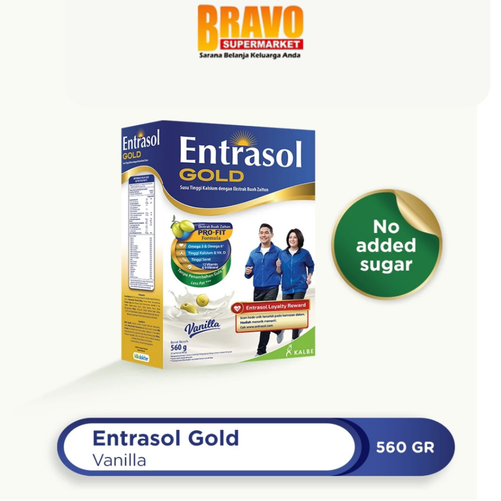 

Bravo Bojonegoro - Entrasol Gold 560GR Rasa Vanilla & Chocolate | Nutrisi Untuk Tetap Sehat Dan Aktif