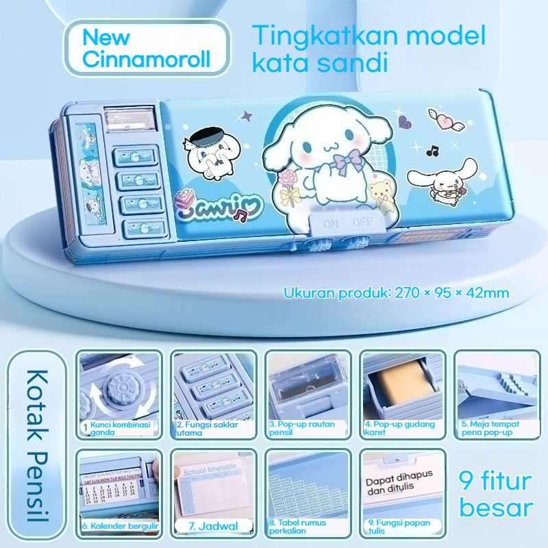 

(READY&ORI) Cinnamoroll/Kapibara Tempat pensil multifungsi dengan kunci kata sandi dengan nilai penampilan tinggi untuk siswa sekolah dasar