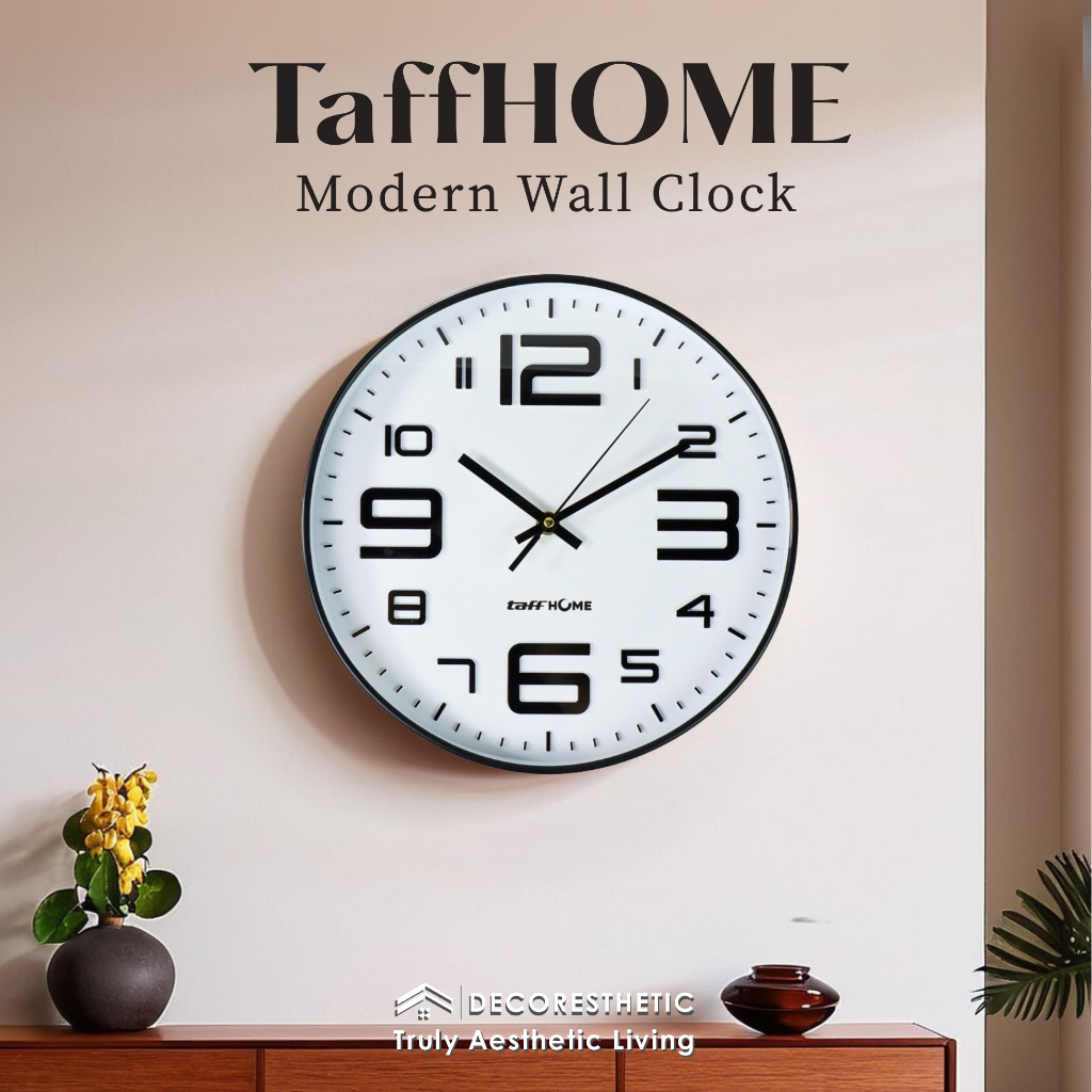 Decoresthetic TaffHOME Jam Dinding Quartz Kamar Kaca Jam Hiasan Dinding Aesthetic Minimalis