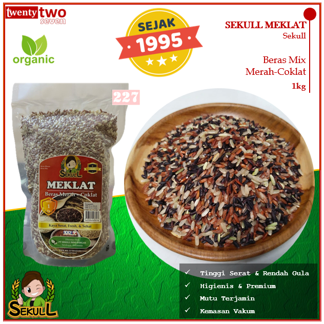 

[SPECIAL PROMO LIVE] Sekull Meklat Beras Mix Merah Coklat Sehat hitam 1kg Organik Kementan Sejak 1995