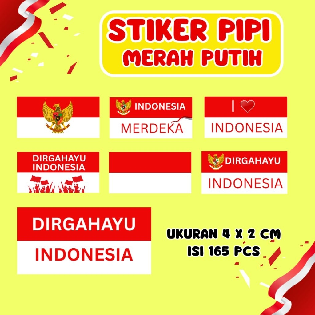 

[165 pcs ] STIKER PIPI BENDERA /MERAH PUTIH/ AGUSTUSAN /ANAK DEWASA