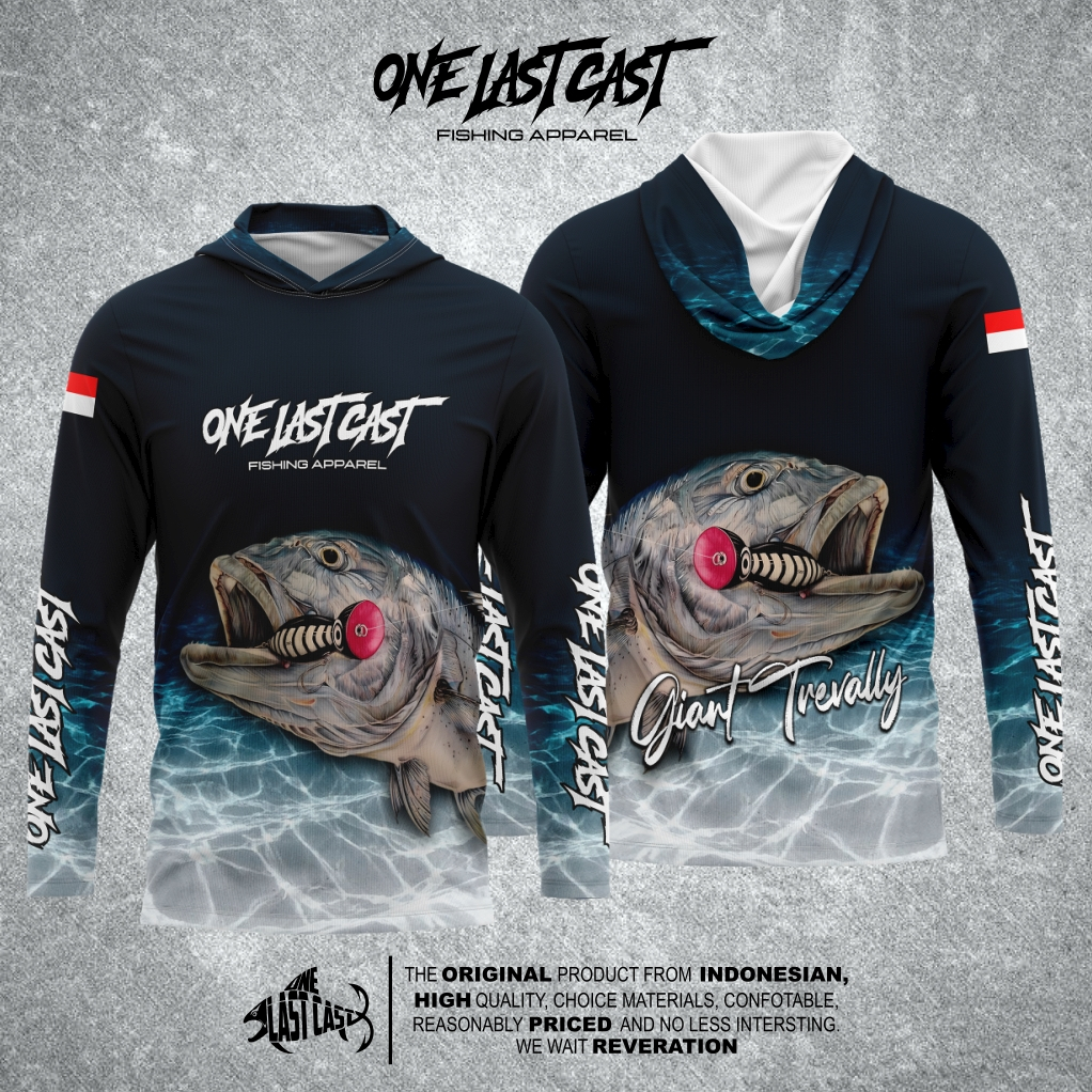 ONELASTCAST JERSEY MANCING GT / GIANT TREVALLY MOTIF BLUE SEA FULL PRINT FREE CUSTOM