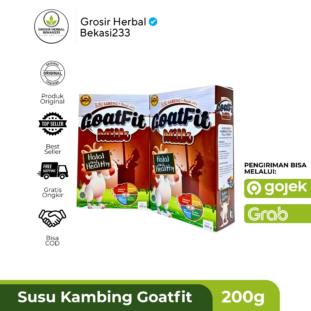 

Goatfit Rasa COKLAT | Susu Kambing + Royal Jelly Goat Milk New 200gr Bukan gomars