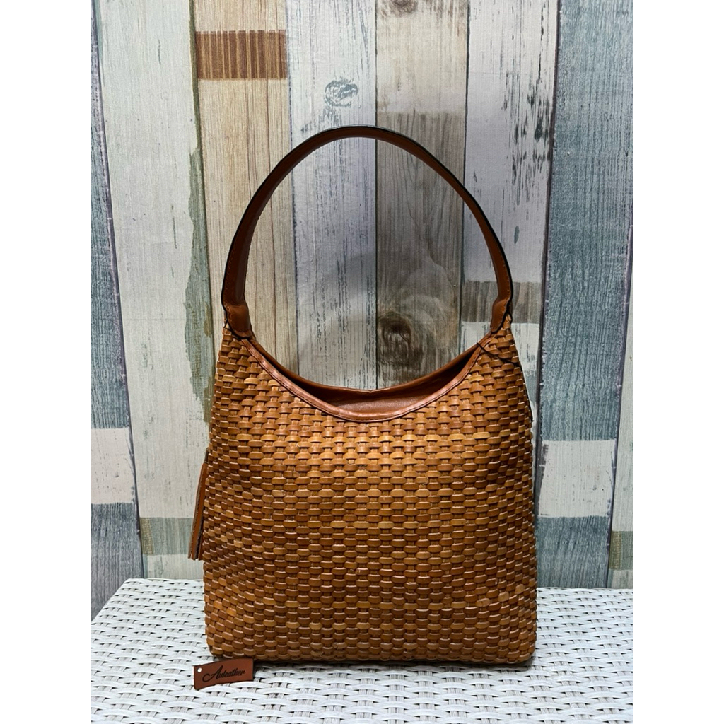 Tas Bahu Hobo Anyam Kulit Asli Shoulder Bag - Aul Leather