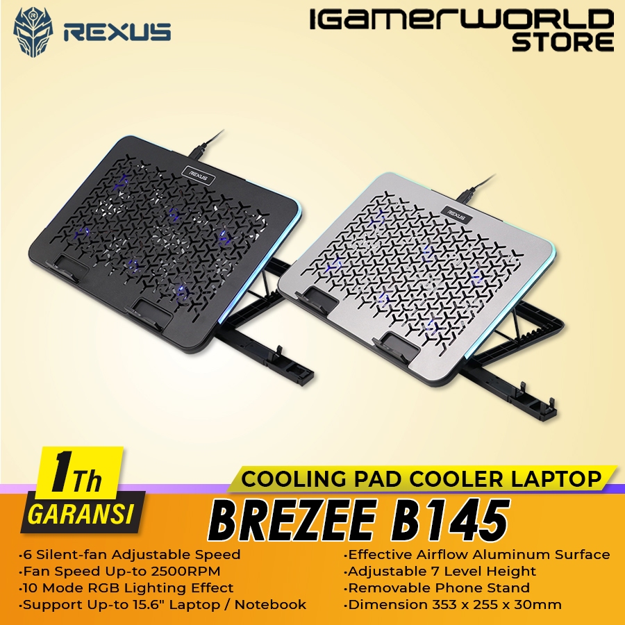 Rexus Breeze B145 Adjustable Cooling pad RGB Cooler Laptop Cooling Pad 2500RPM