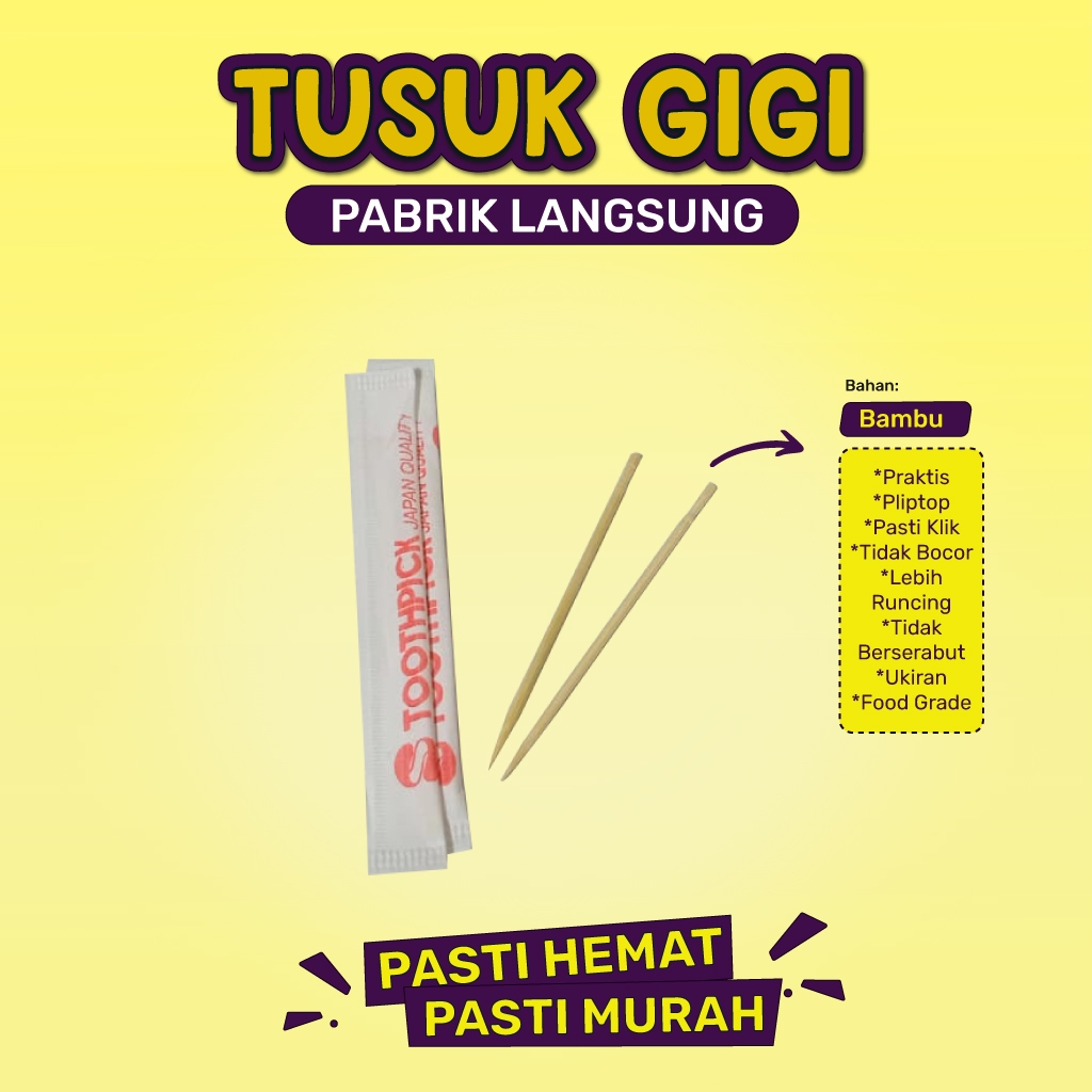 Tusuk Gigi Steril Tusuk Gigi Bambu Tusuk Buah Alat Makan ( Isi 500 Pcs-WTG)