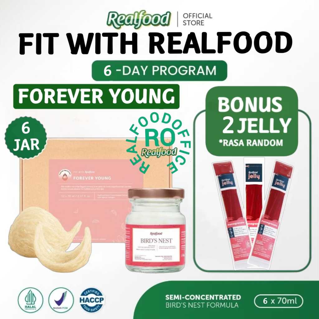 

Realfood Forever Young Kolagen Trial 6 Botol Bonus Jelly ( Minuman Sarang Burung Walet ) RO
