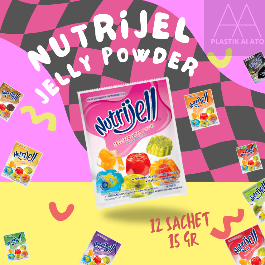 

Nutrijel Jelly Powder mix Original – 1 Box ( 12 Sachet x 15gr ) / Puding susu Untuk Grosir, Warung, Usaha Puding Es Teler/ ager jeli /