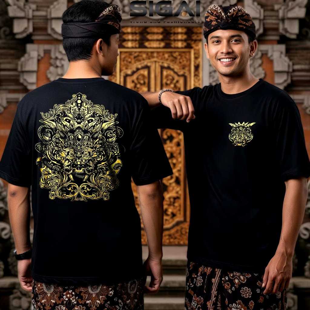 baju kaos pria keren BARONG BALI / KAOS BALI WAYANG  JAWA T-SHIRT PREMIUM SABLON DISTRO PRIA KATUN