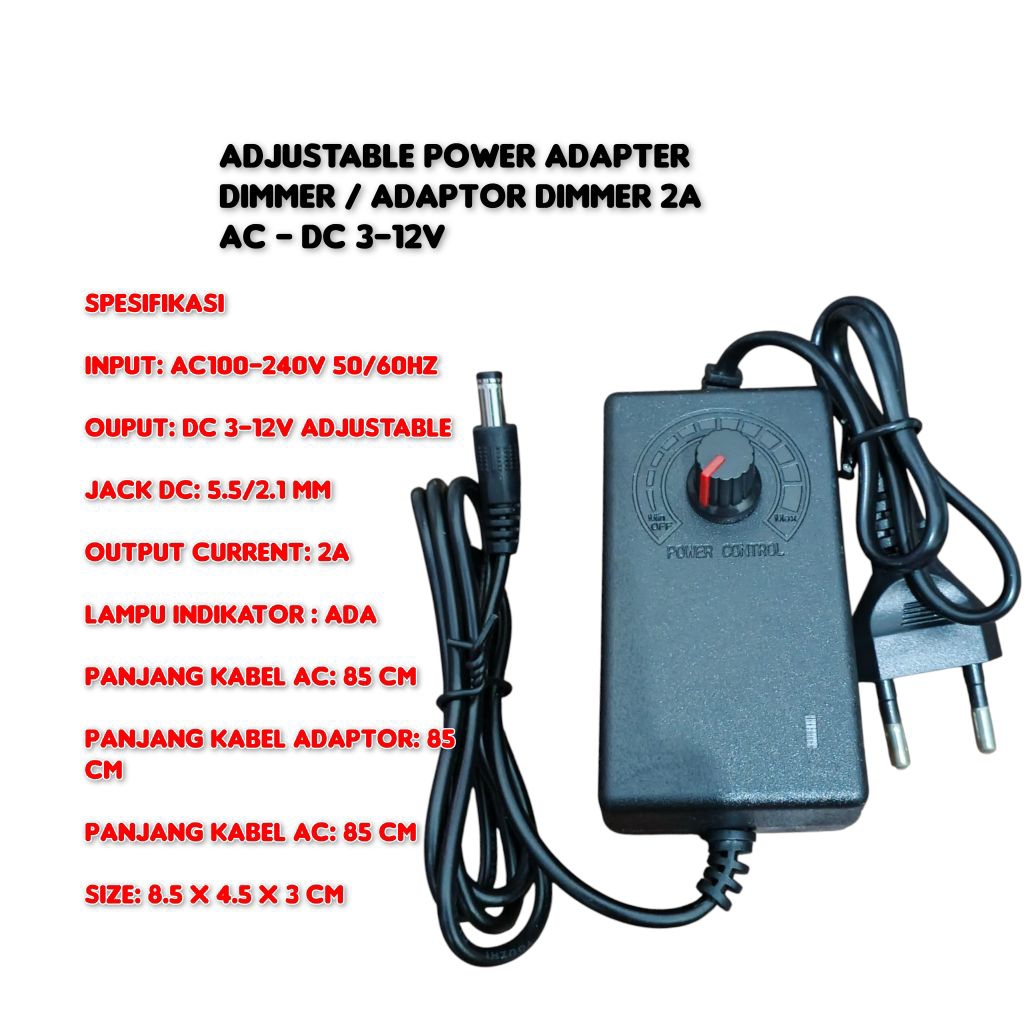 Adjustable Power Adapter Dimmer / Adaptor Dimmer 2A AC-DC 3-12V