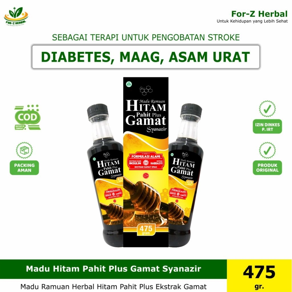

Madu Ramuan Hitam Pahit Plus Gamat Syanazir - 475 gr.