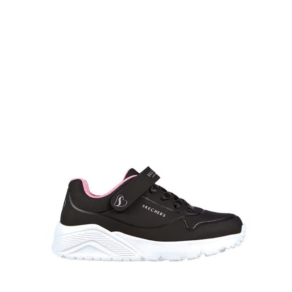 Skechers Uno black pink- Skechers Uno hitam list pink casual anak-anak