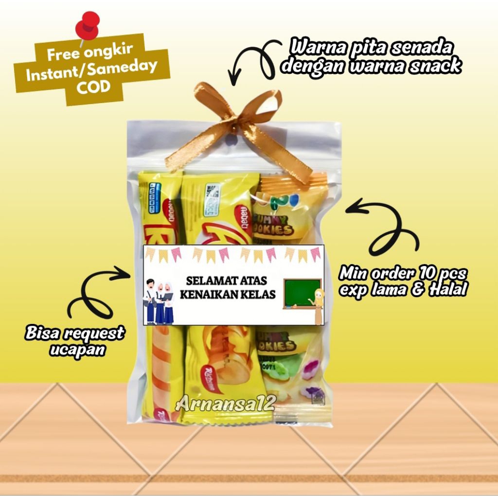 

Paket Hampers Mini Goodie Bag Snack Tema Warna Kuning Bisa Request Custom Nama Ucapan