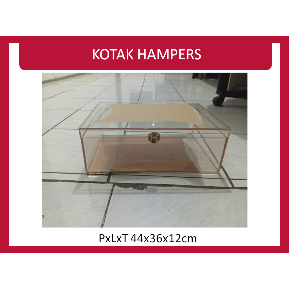 

Kotak hampers acrylic PxLxT 44x36x12cm