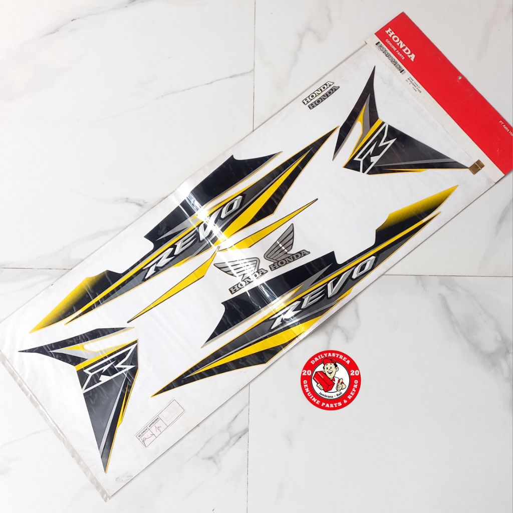 LIS STICKER STRIPING BODY KUNING HONDA REVO 100 LANCIP 2008 ORIGINAL 871Z0-KWY-710ZE