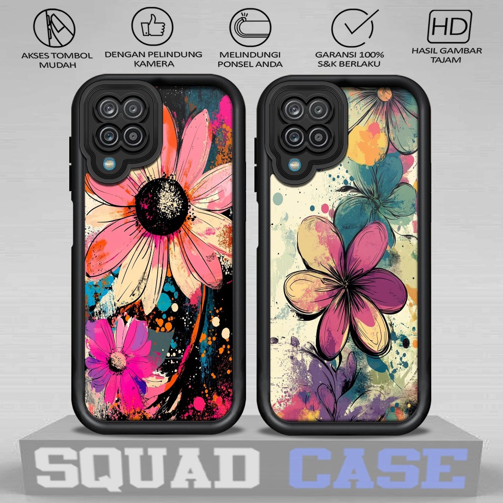 Case Premium Compatible For SAMSUNG A12 M12  Motif [ BUNGA ] Casing Softcase Glossy Anti jamur