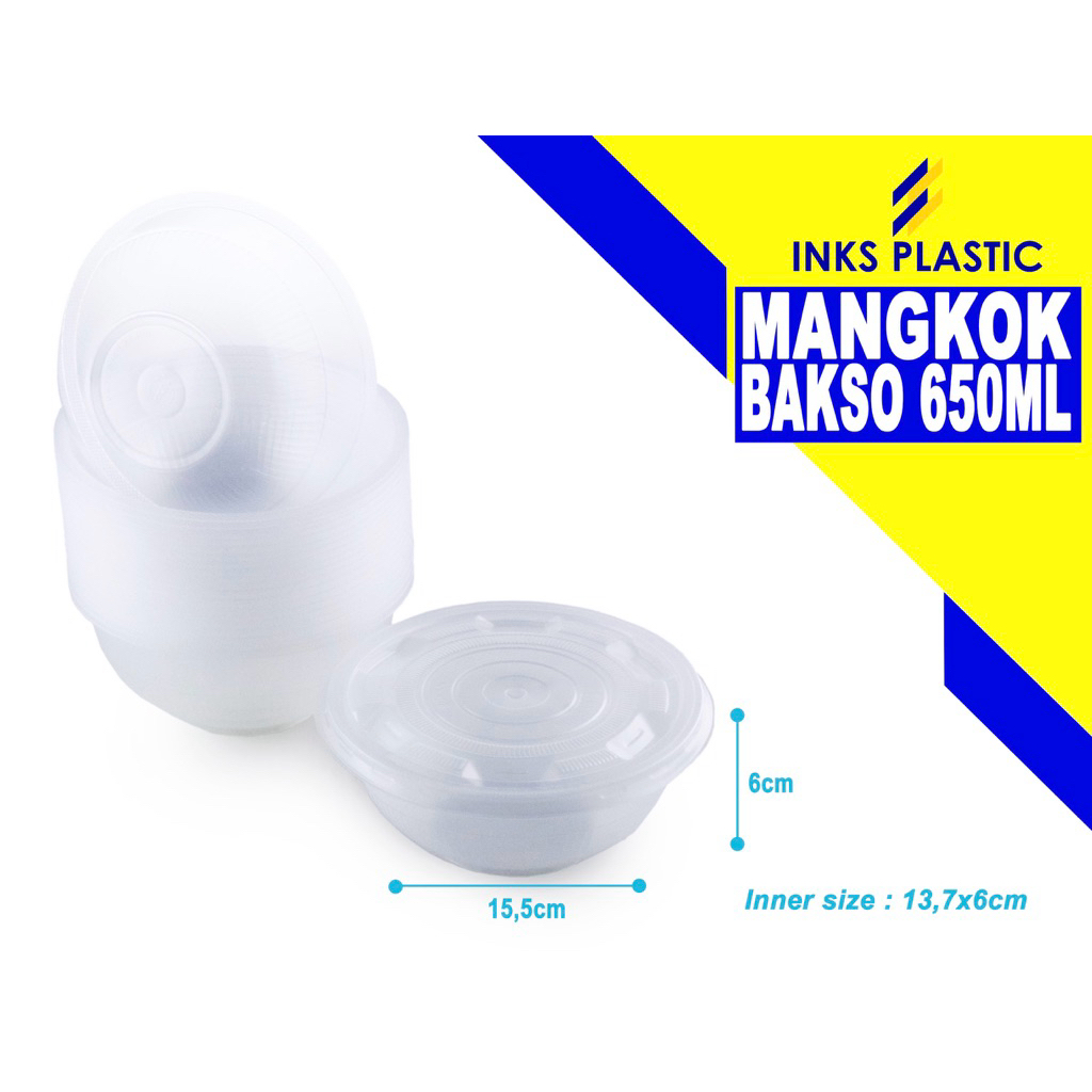 MANGKOK PLASTIK 650 ML MANGKOK BAKSO BENING (50 PCS)