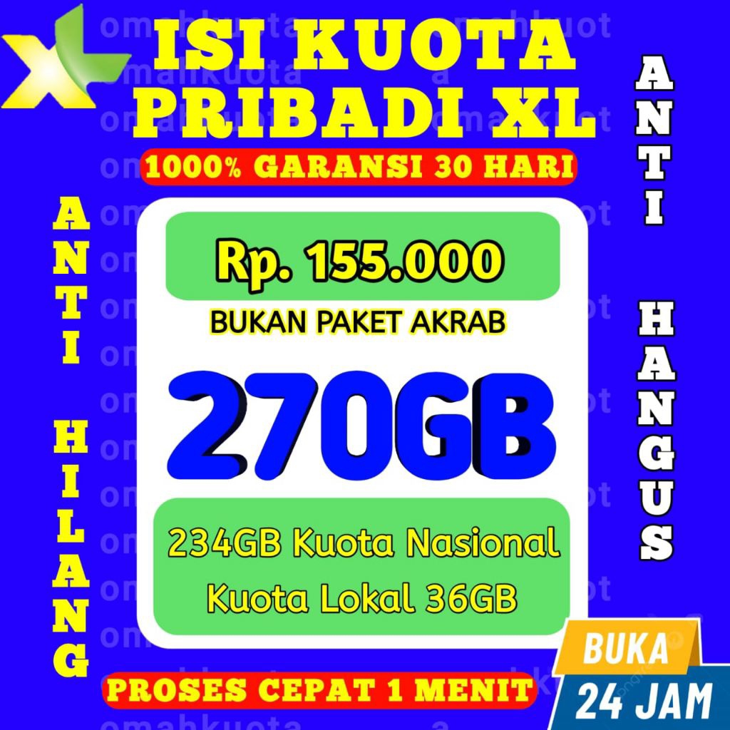 PALING TERMURAH PAKET XL 270GB FULL INTERNET - PAKET DATA XL 100GB TERMURAH DAN TERCEPAT