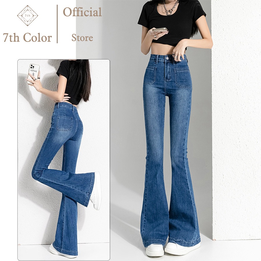 7th Color Cutbray Celana Jeans Ketat Wanita Model Cutbray Bahan Denim Elastis