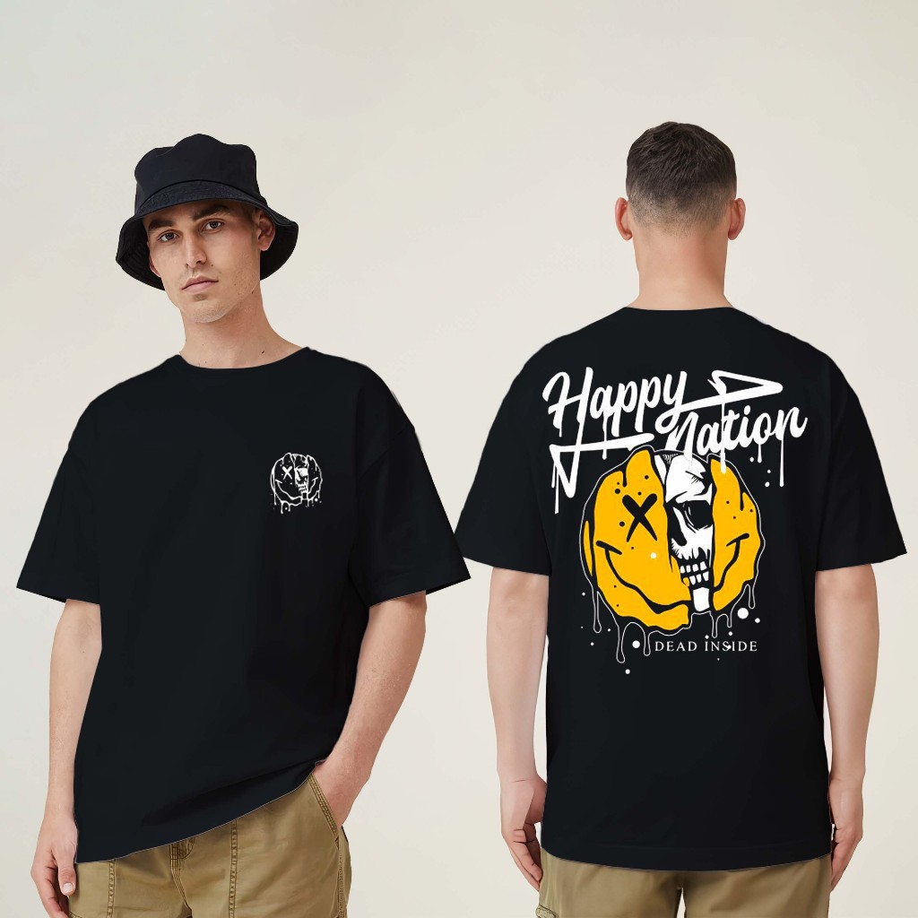 Kaos Pria Gambar Streetwear SMILE DEAD Tshirt Bahan Katun Combed 30s Warna Hitam Baju Distro Keren
