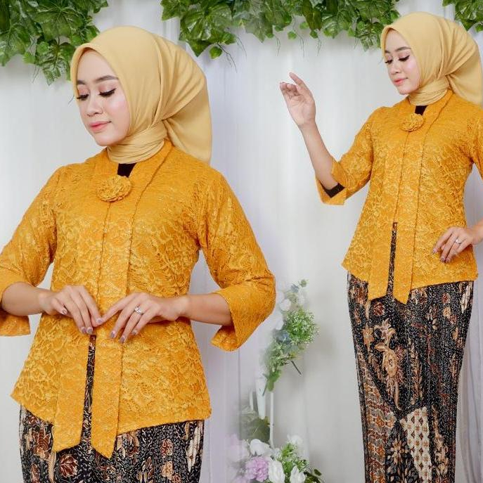 (Atasan Saja) Kebaya Floy Brokat Non Glitter Kebaya Wisuda Elegan Kebaya Pesta Kondangan By Zona