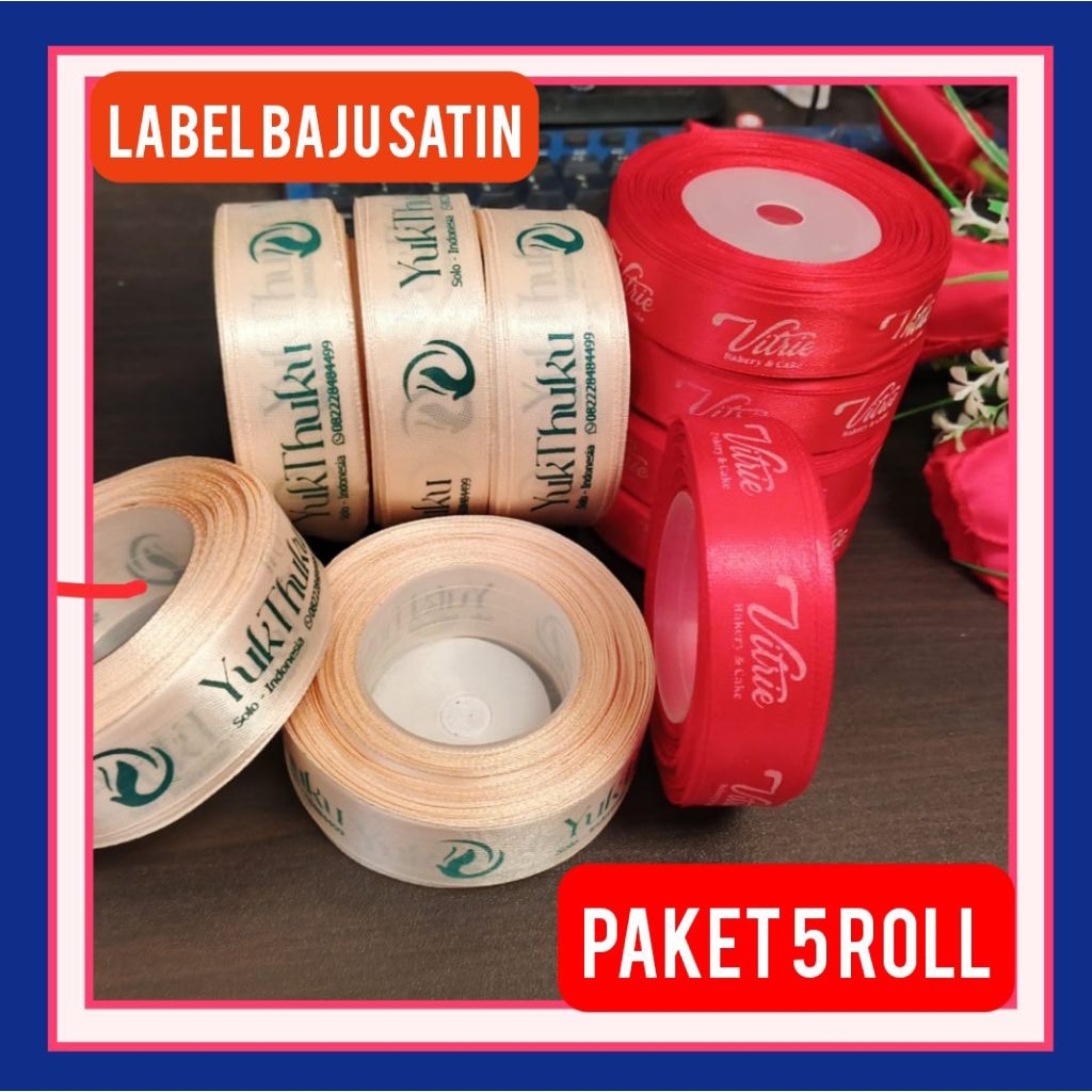 

Label Baju Pita Satin Custom Nama per roll