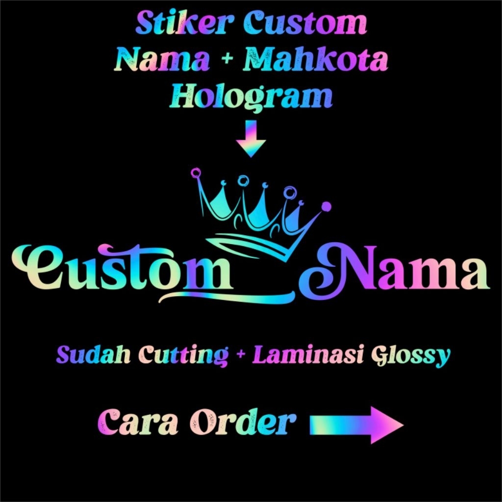 

Stiker Tulisan dengan Mahkota custom stiker hologram
