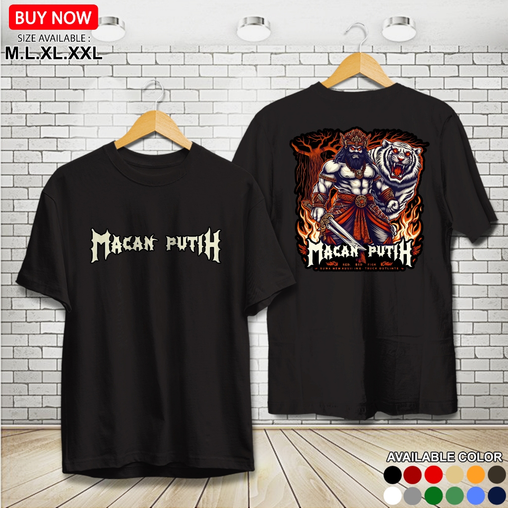 KAOS DISTRO MOTIF MACAN PUTIH KAOS KEREN KAOS SANTAI ATASAN PRIA
