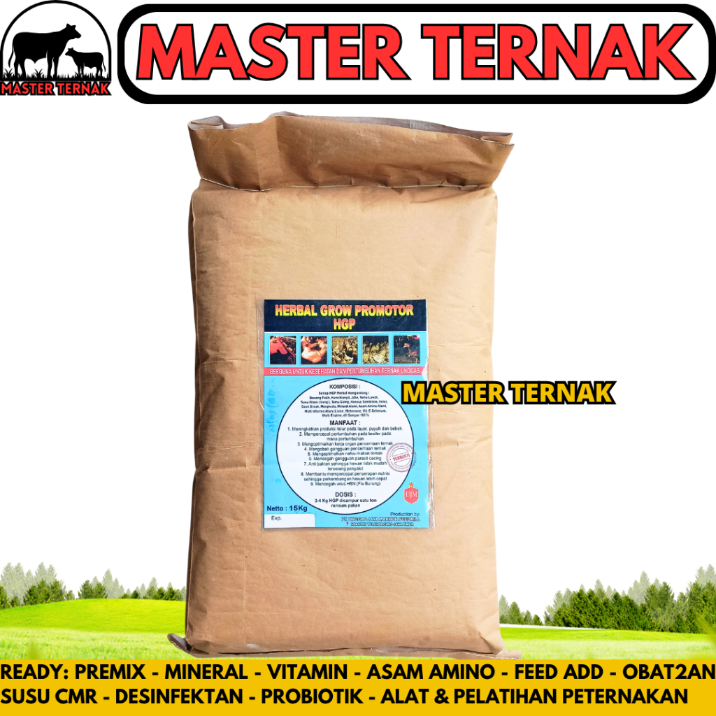 PREMIX HERBAL GROW PROMOTOR HGP 15 KG (1 SAK) UNGGAS JAYA - HGP Herbal Growth Promotor