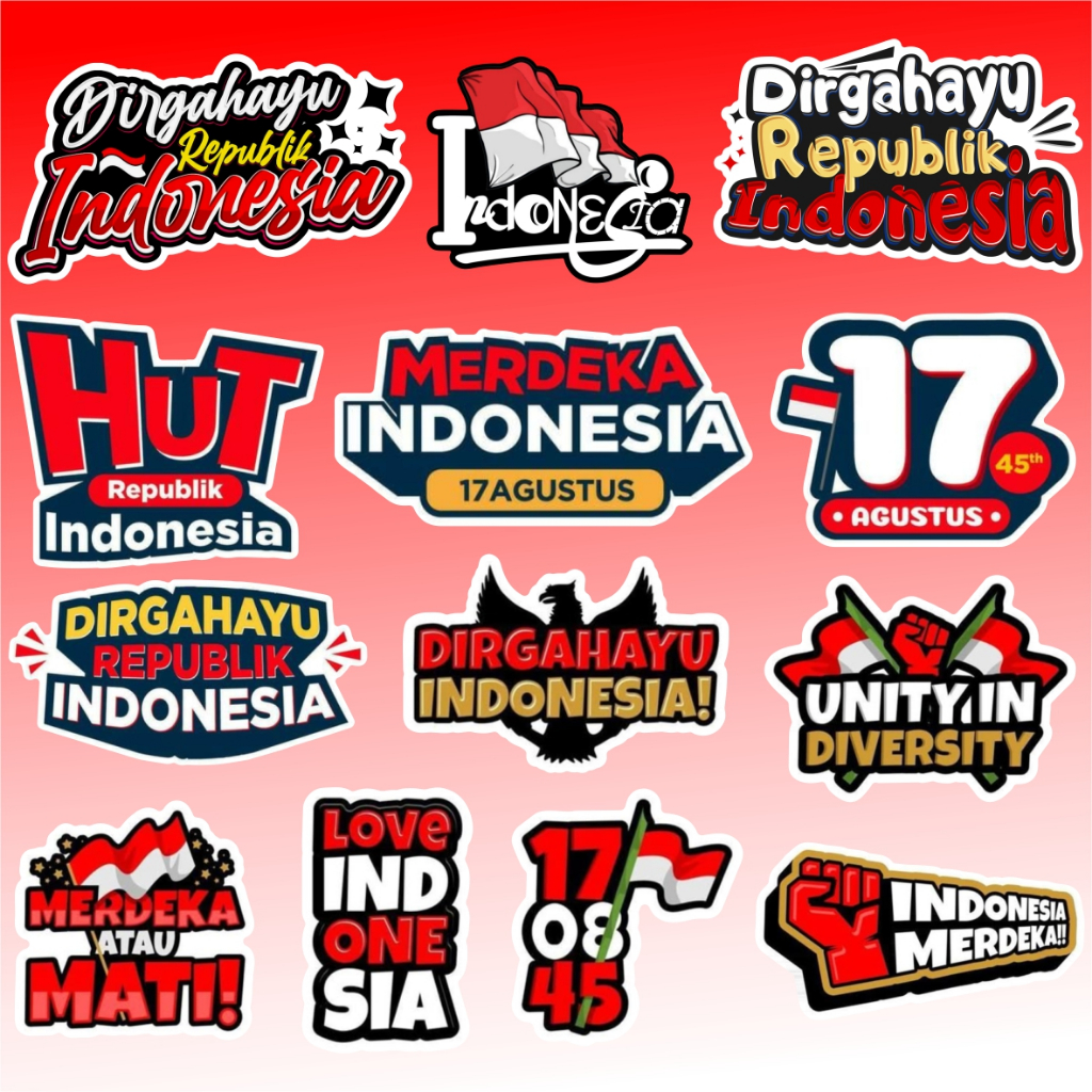 

STIKER HARI KEMERDEKAAN INDONESIA - VINYL LAMINASI GLOSSY GRATIS CUTTING