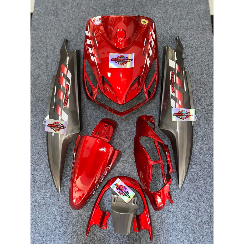 FULLSET BODY HALUS BODI YAMAHA MIO SMILE MIO NEW WARNA MAROON ABU VIETNAM STYLE SET STRIPING TRANSPA