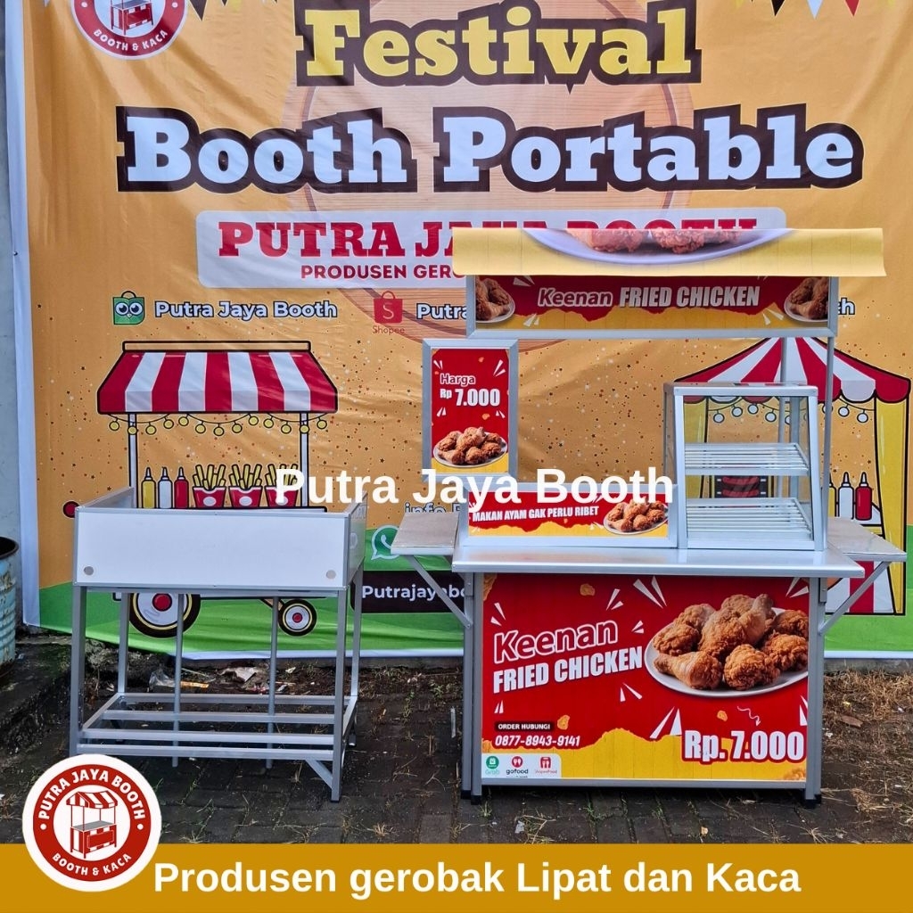 Booth Portable 1 Paket Meja Kompor + Etalase Kotak + Gambar