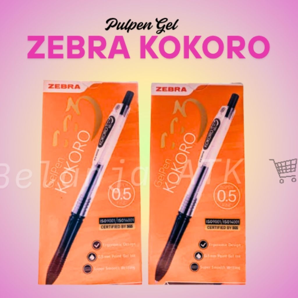 

[ per pak] pulpen Kokoro Zebra hitam 0.5 gel zebra isi 12 pcs