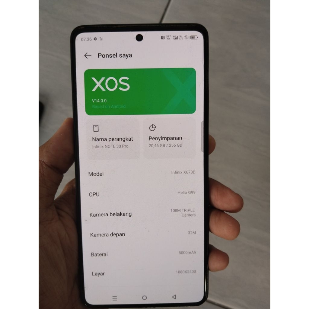 lcd infinix note 30 pro ori copotan normal