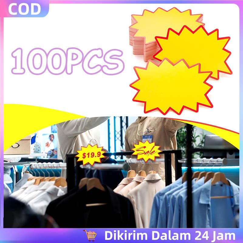 

100pcs Sale New Tag Kartu Promo Kertas Penjepit Harga Jepitan Bandrol Harga Label Harga Pop Card Sale New Tag Kartu Promo