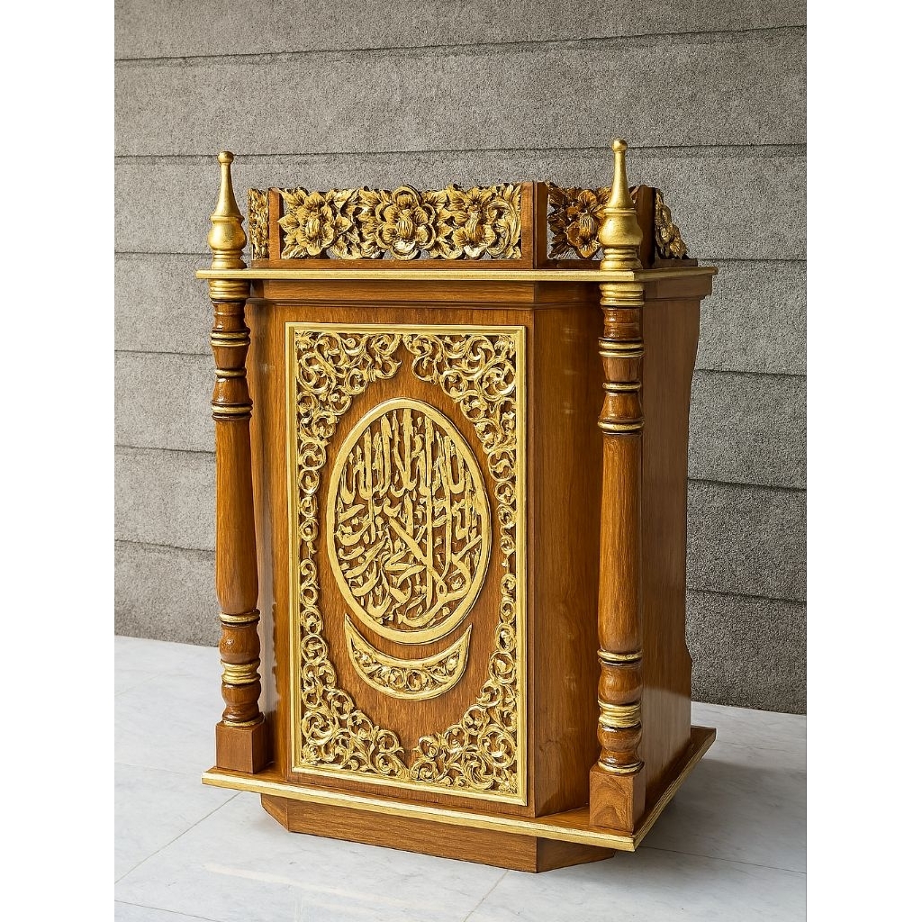 Mimbar Podium Jati + Meja Ngaji Jati