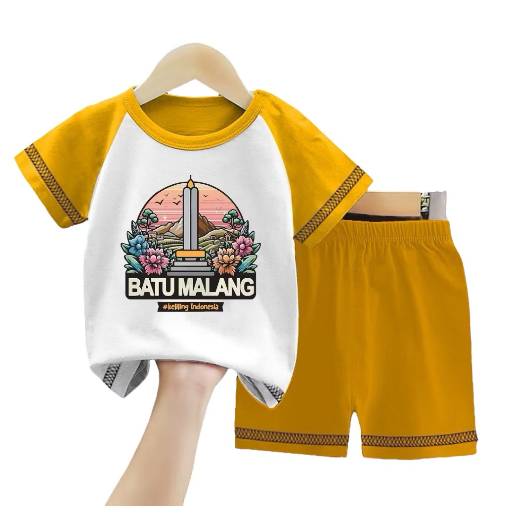 DEPH STORE - SETELAN ANAK ANAK MOTIF BATU MALANG / KAOS SETELAN ANAK COWOK CEWEK / BAJU SETELAN ANAK