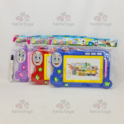 HELLO TOYS Mainan Anak Edukatif Drawing Board Magnetic Papan Tulis Hapus Magnet Karakter Train Keret