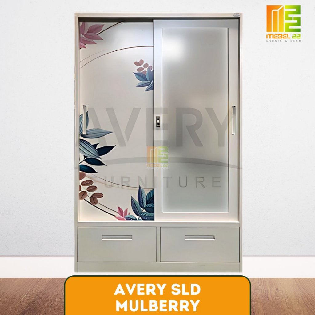 Lemari Besi 2 Pintu 2 Laci Sliding 90x185x50Cm Avery SL D 900 Drawer | Bonus Packing Kayu
