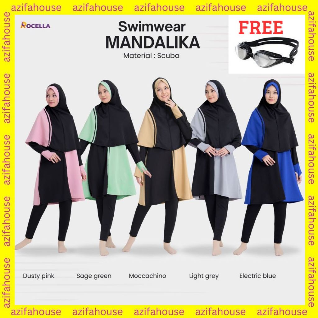 [GRATIS KACAMATA RENANG] ROCELLA SWIMWEAR MANDALIKA - SWIMWEAR MUSLIMAH - BAJU RENANG MUSLIMAH - SWI