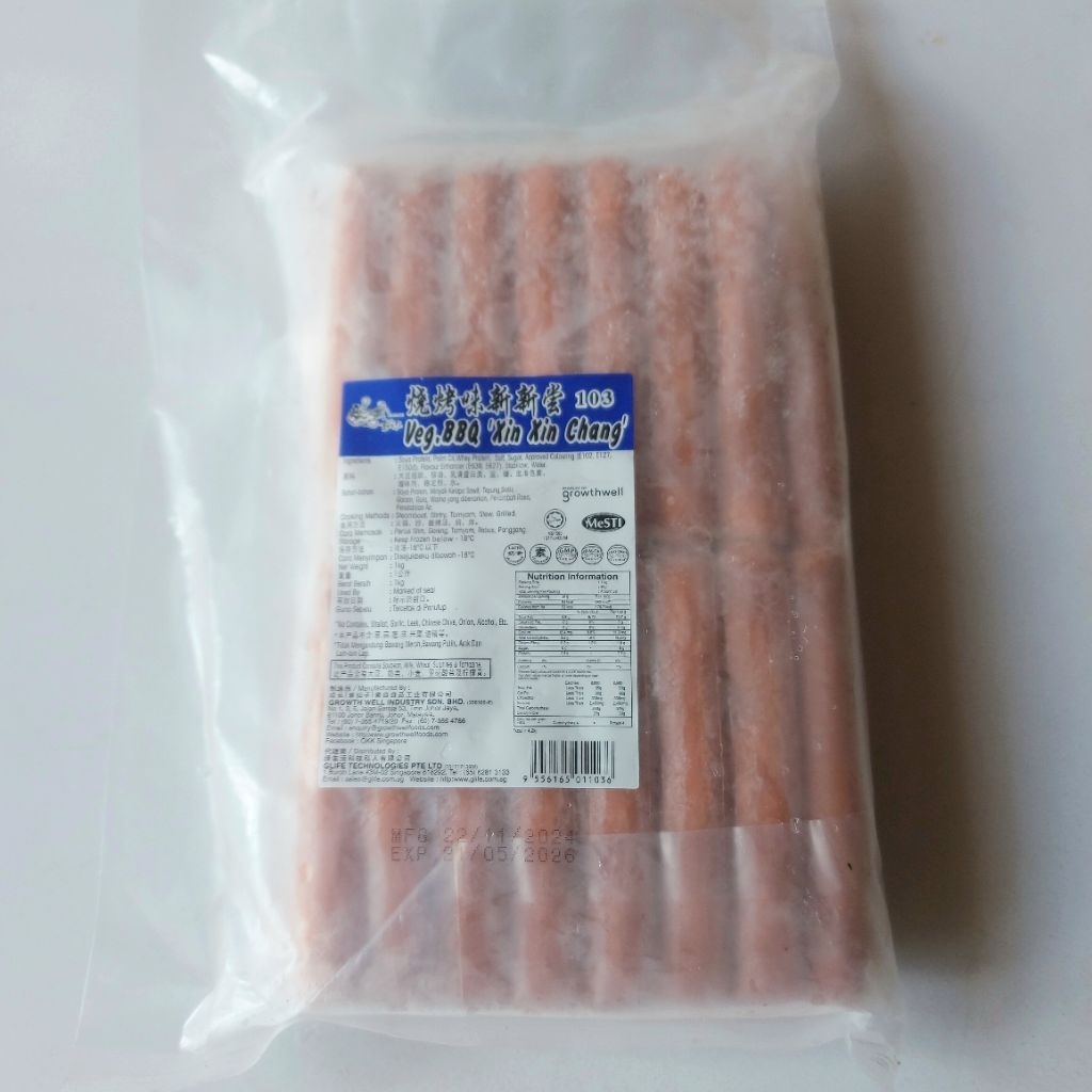 

SOSIS VEG.BBQ XIN XIN CHANG, 1kg, (FROZEN FOOD), GROWTHWELL, VEGETARIAN