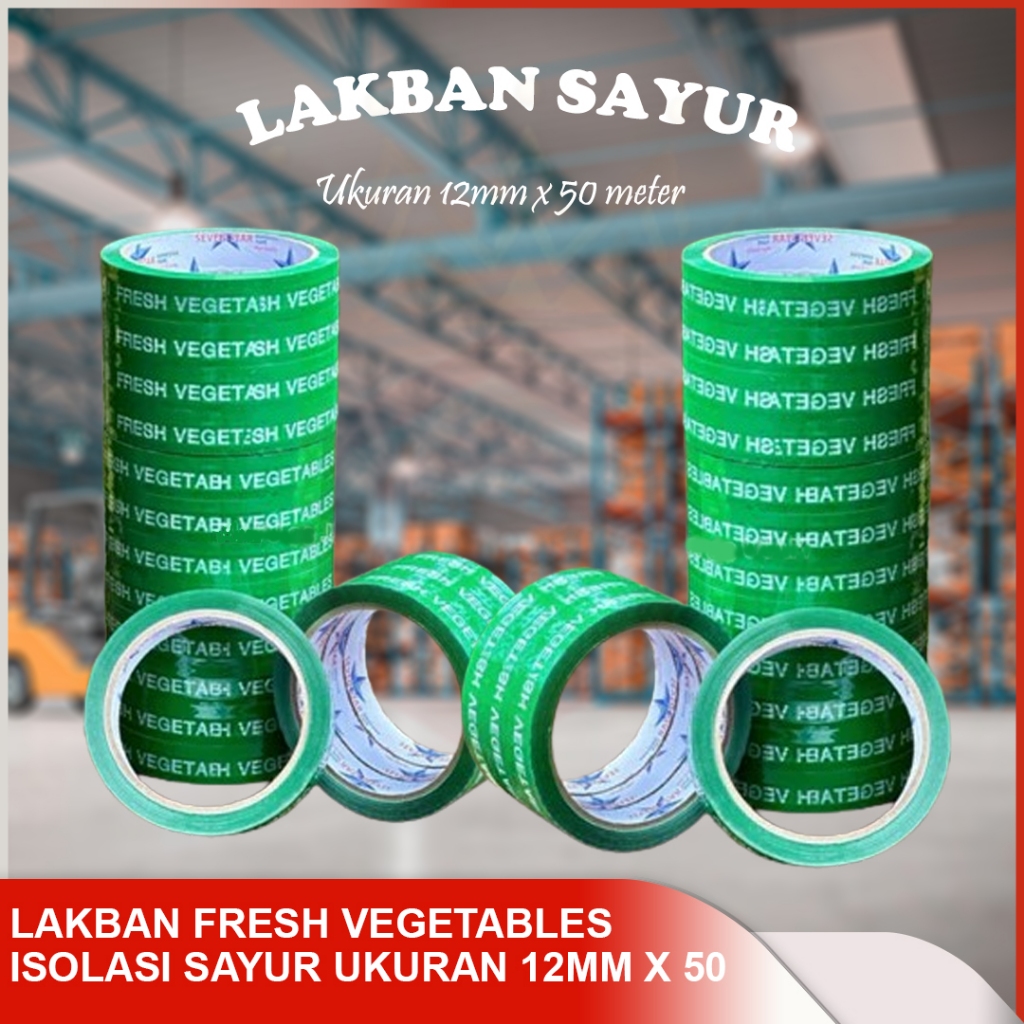 

(1 SLOP/ISI 12 PCS) Lakban Isolasi Sayur Fresh Vegetables 1/2 inch 12mm x 72 Yard 12mmx72yard Seven Star